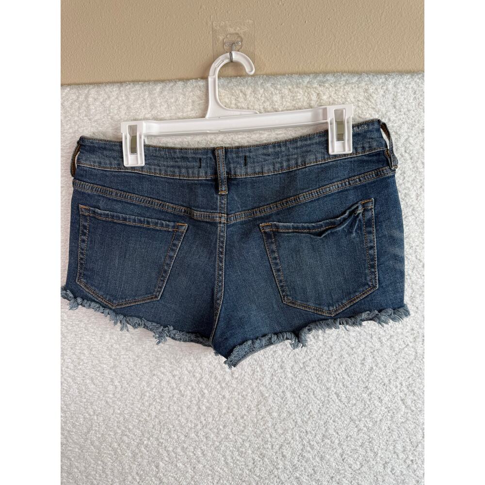 Bullhead black y2k distressed womens sz 9 denim short shorts dark wash low rise - Picture 6 of 7